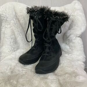 The North Face Black Abby 200 Gram Nuptse Purna Faux Fur Waterproof Boots 6.5